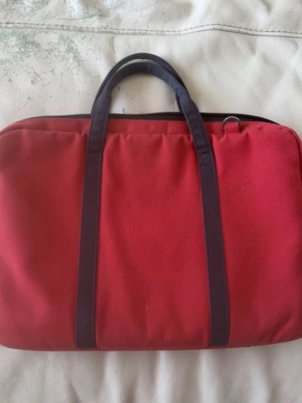 Jack Spade Red Canvas Laptop Briefcase with Black Handles